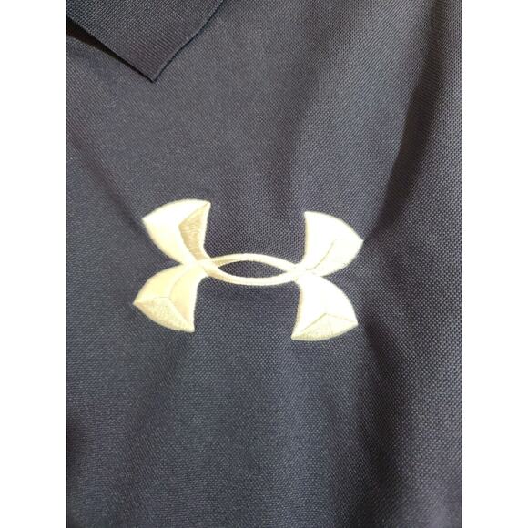 Under Armour Polo Shirt Mens Large Blue Short Sleeve Embroidered Athleisure - Picture 4 of 12